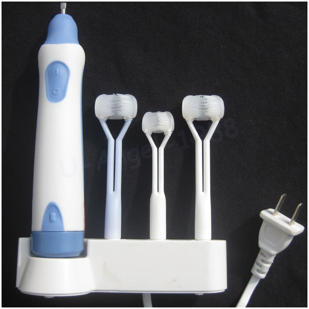 Электрическая трехсторонняя зубная щетка с 4 головками ультратонкая Мягкая зубная щетка для взрослых с щетиной