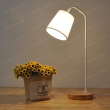 Светодиодный светильник винтажный американский кантри ткань абажур деревянный Настольный свет ночник настольные лампы Защита глаз украшение дома