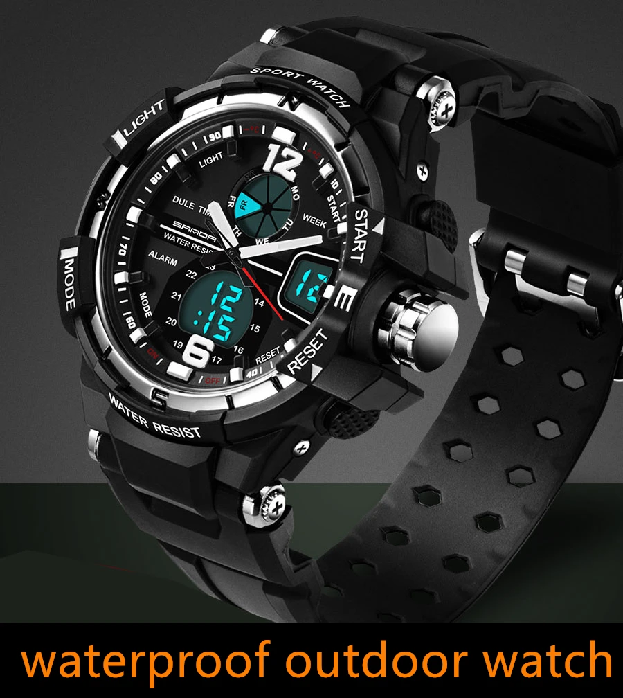 

Male Fashion Sport Military Wristwatches 2018 New SANDA Watches Men Luxury Brand 3ATM 30m Dive LED Digital Analog Quartz Watches