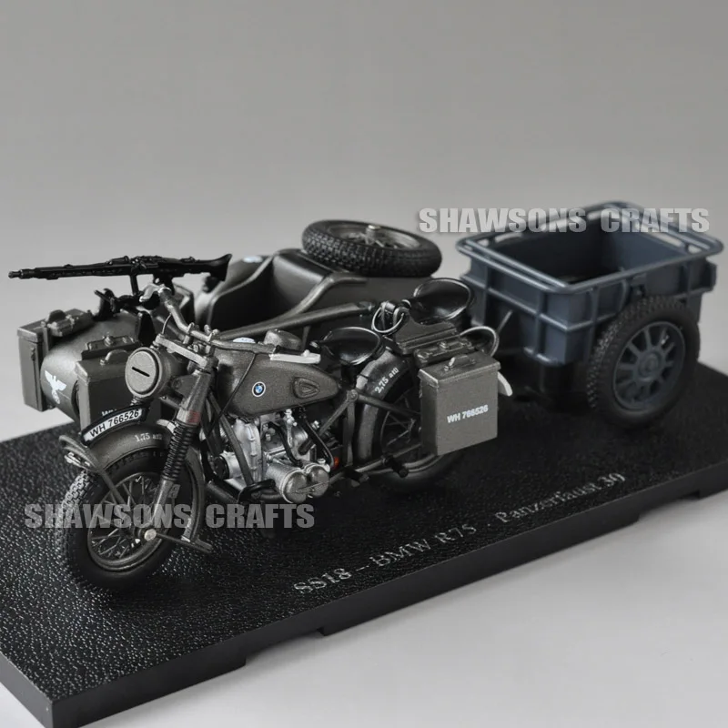

1:24 Diecast Military Model Toy SS18 R75 Panzerfaust 30 Sidecar Motorcycle Motorbike Miniature Replica