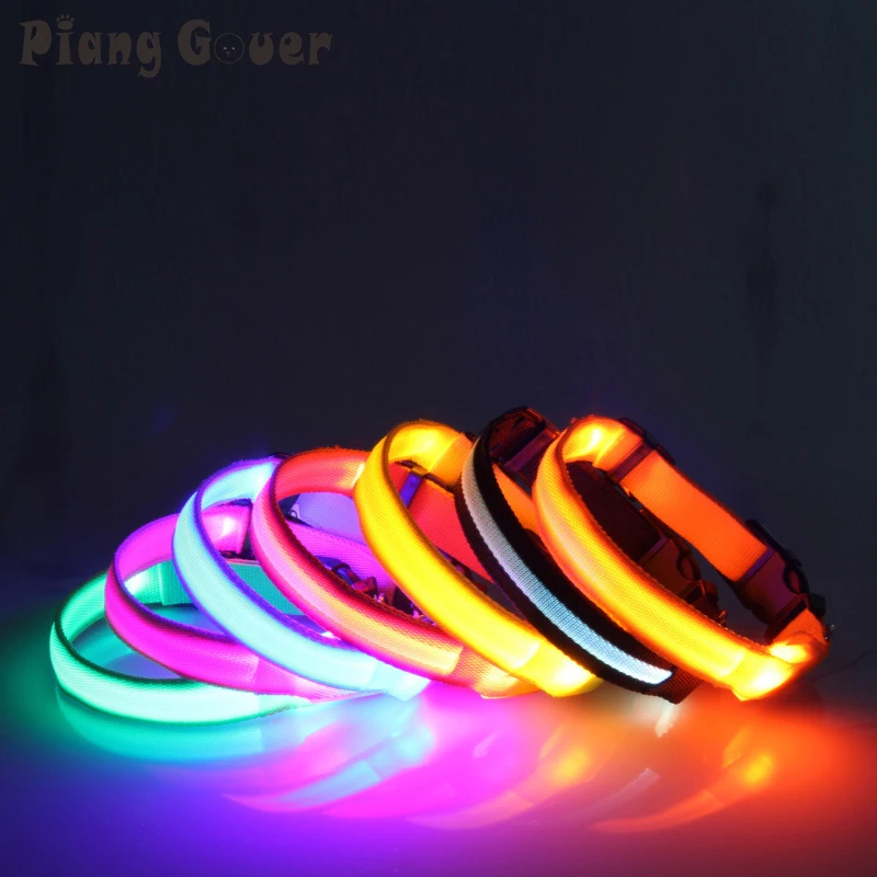 

Nylon Pet LED Dog Collar Night Safety LED Flashing Glow LED Pet Supplies Dog Cat Collar Small Designer Products for Dogs Collars