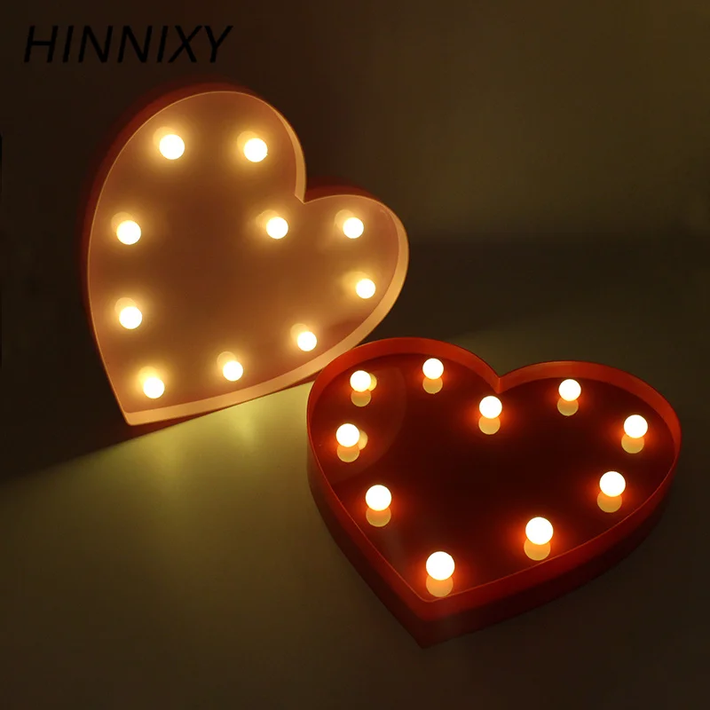 

Hinnixy Heart Shape Night Light LED Romantic Party Decoration Lamp Gift For Lover Children's gift Thanksgiving Room Decoration