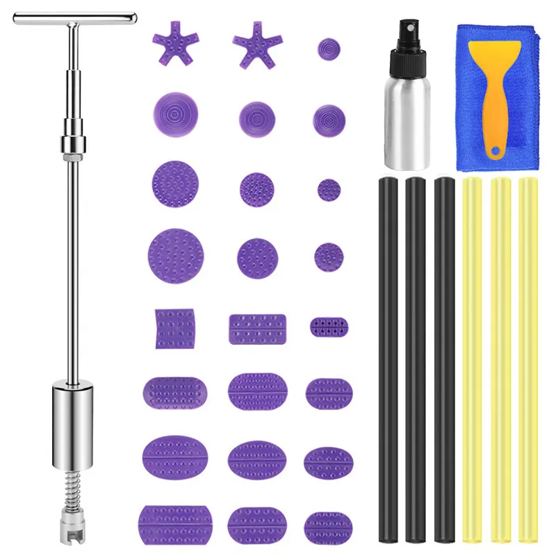 

Paintless Dent Repair Puller Kit Dent Repair Slide Hammer T-Bar Tool with 24pcs Dent Removal Pulling Tabs for Car Dent Door