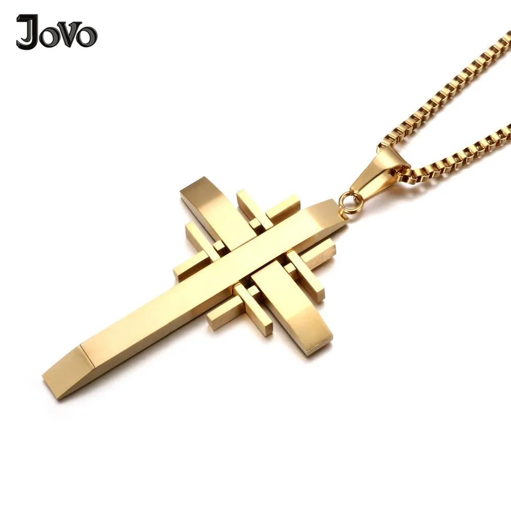 3 Colors Jewish Cross Necklace Stainless Steel Classic