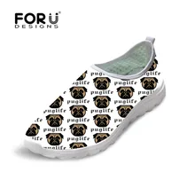 FORUDESIGNS/милые женские туфли на плоской платформе с принтом Мопсы; легкие повседневные кроссовки для женщин; женская обувь из сетчатого материала; прогулочная обувь