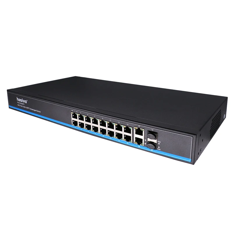 16 портов 48 В PoE коммутатор Быстрый ethernet 2x1000 м gigabit uplink SFP волоконный для ip камеры