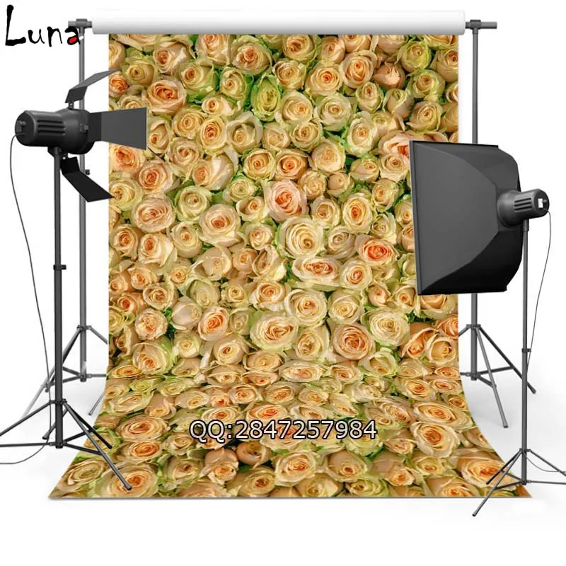 

Floral Vinyl Photography Background Backdrop For Yellow Rose New Fabric Flannel Backdrop For Lover photo studio Props 2406