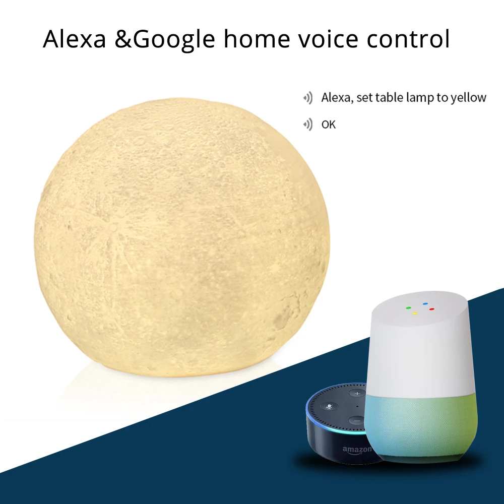  LED Remote Control Night Light Compatible with Alexa Google Home 3d Printing Children Bedroom Color - 32934223809