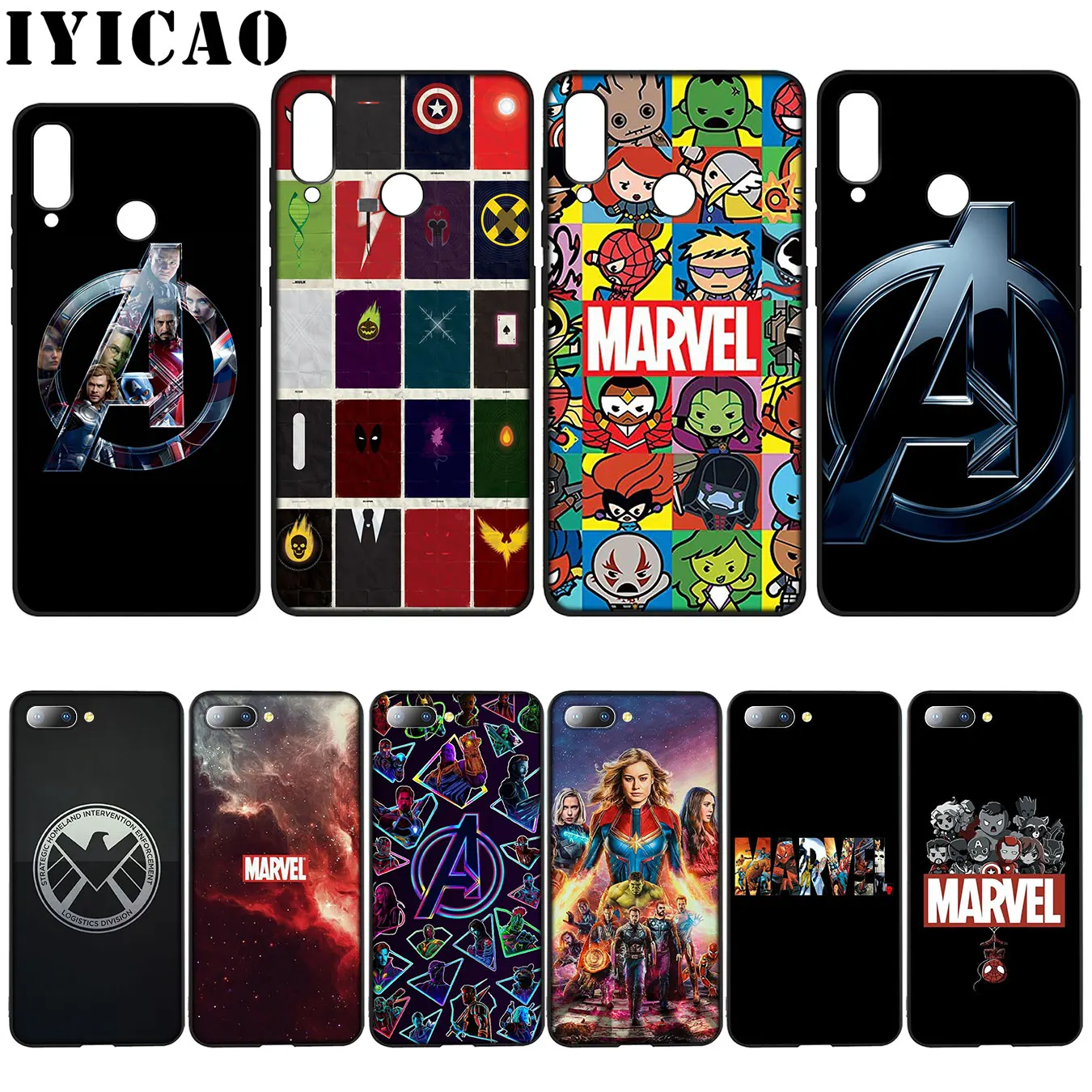 IYICAO Marvel Comics logo Silicone Soft Case for Huawei Y7 Y6 Prime Y9 2018 Honor 8C 8X 8 9 10 Lite 6A 7C 7X 7A Pro |