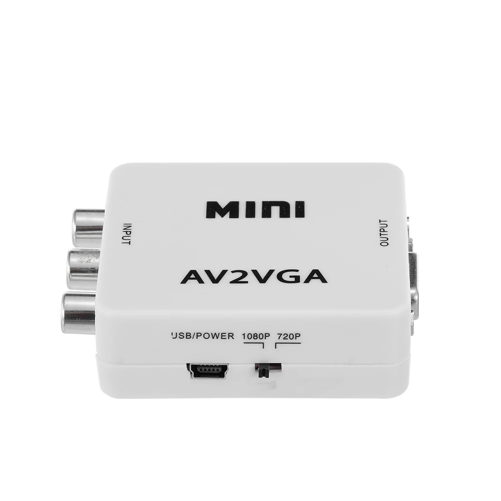 1080P HD AV в VGA адаптер мини конвертер ABS корпус видео для STB/компьютера