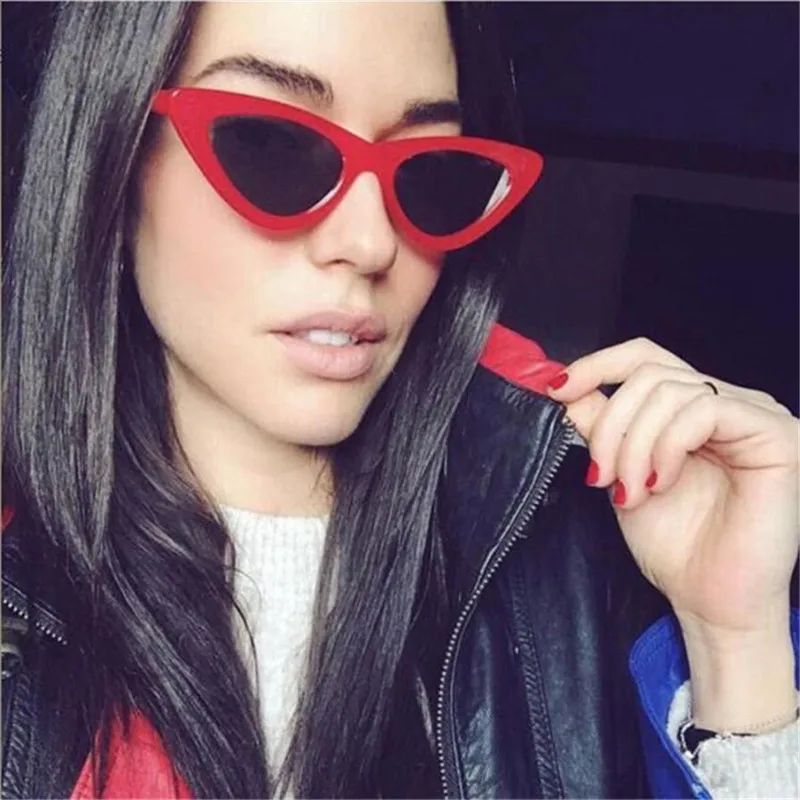 

2018 Summer vintage steam punk sun glasses Women Fashion Cat Eye Shades Sunglasses Integrated UV Candy Colored Glasses