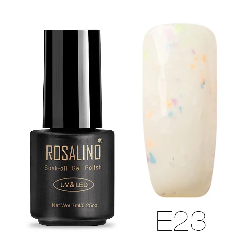 ROSALIND черная бутылка Снежинка серия 7 мл гель лак для ногтей Полупостоянный лак для ногтей Блеск УФ-гель для ногтей - Цвет: E23