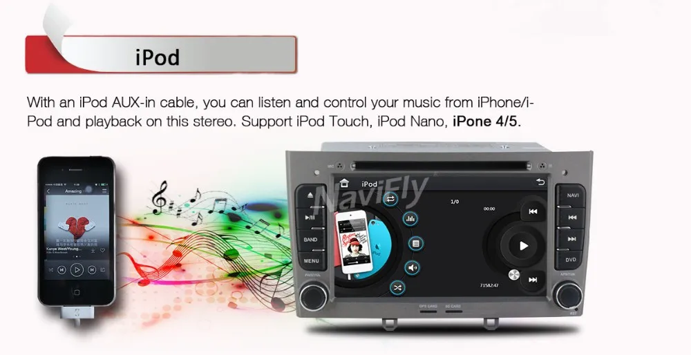 Best Special car GPS navigation for Peugeot 308/408 HD Touch Screen steering wheel control Bluetooth Radio IPOD+Free 8G Card 25