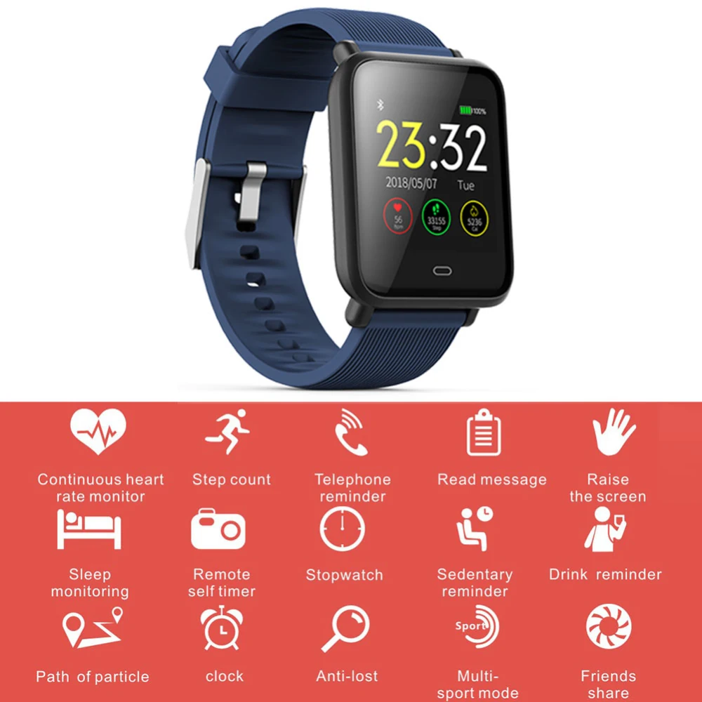 

Smart Bracelet Blood Pressure Oxygen Heart Rate Monitor Bluetooth Wristband