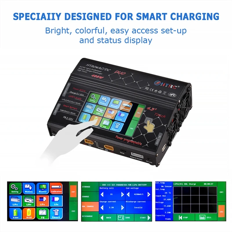 

2018 New HTRC HT206 AC/DC Touch screen RC Balance Charger for Li-ion Battery EU Plug