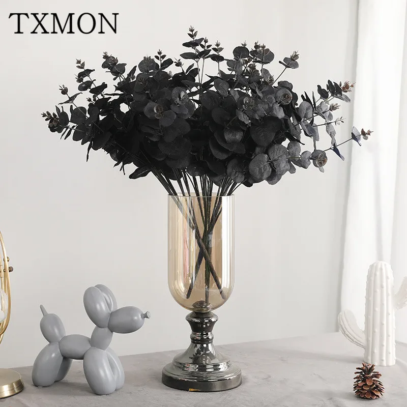 

TXMON New simulation 5 branches 20 head eucalyptus decoration home desktop wedding decorations road lead artificial fake flower