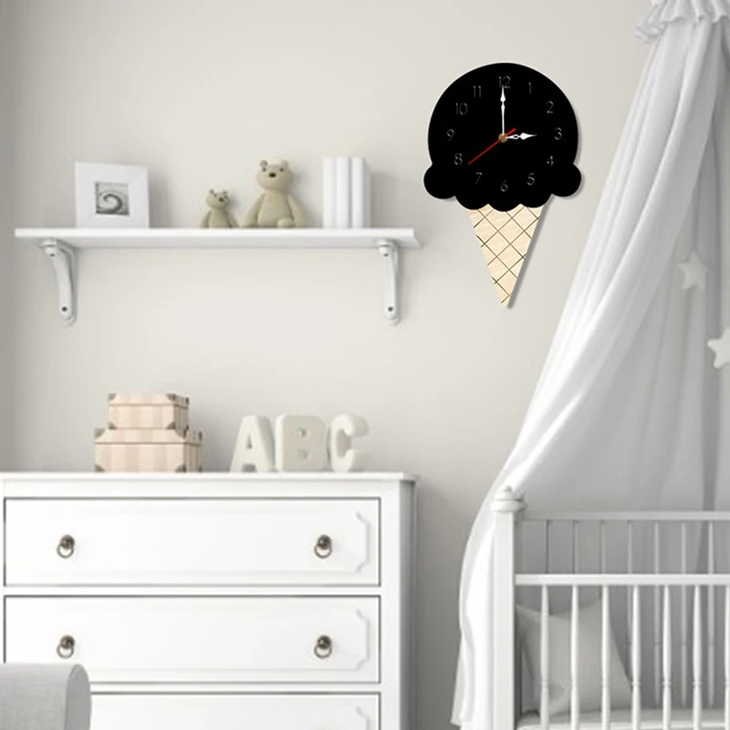 Скандинавский мороженое настенные часы мультфильм тихие часы стены дома украшение для детской комнаты украшение стены Очаровательное украшение ребенка