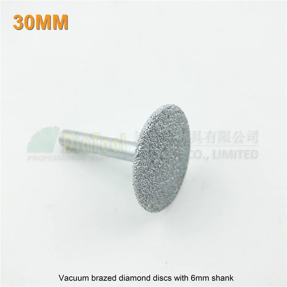 DIATOOL Diameter 30mm Vacuum Brazed Diamond Discs 6mm Shank Mini Diamond Saw Blade For Cutting Grinding Engraving Granite Stone