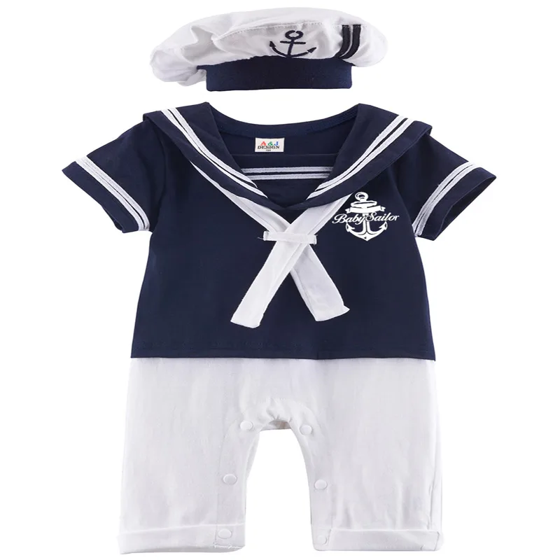 Baby Boys Girls Sailor Costume Navy Style Infant Romper Gentleman