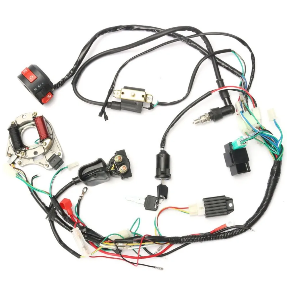 Профессиональный Мотоцикл CDI жгуты проводки ткацкий станок зажигания соленоидная катушка выпрямитель для 50cc-125cc PIT Quad Dirt Bike ATV