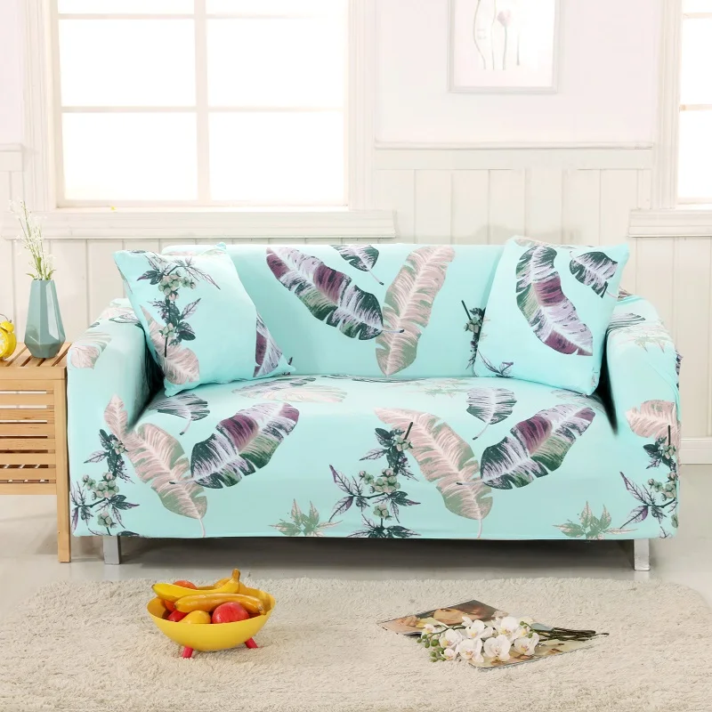 Tropical Plants Print Slipcover Sofa Cover Stretch Polyester Sofa