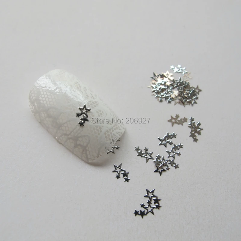 MS134 1 100pcs Silver Cute Stars Metal Sticker Nail Art Metal Sticker