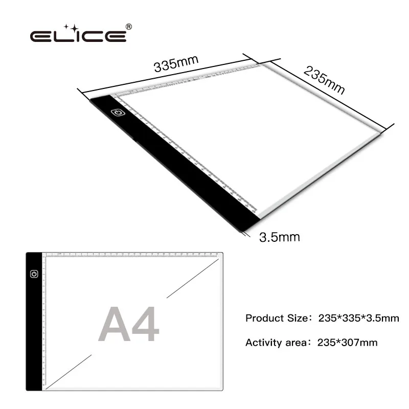 A4 светодиодный свет доска для рисования трафарет отслеживания рисовать восприимчивая панель альбом для рисования Инструменты Наборы с регулируемой яркостью чертежный стол