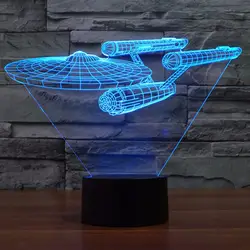 Star Trek свет в ночь 3D иллюзия 7 цветов атмосферу настроение аварийного стол настольные лампы для детей Рождество праздник