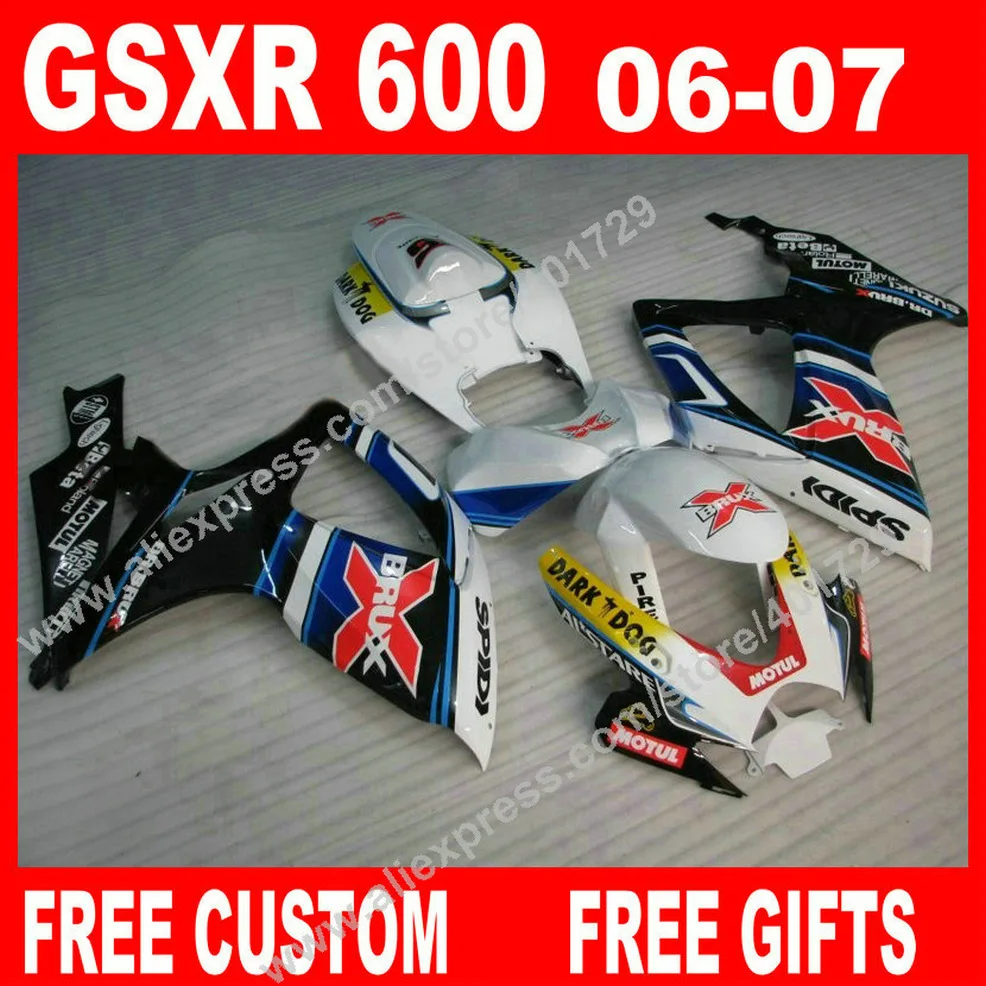 Хит! Обтекатели для 2006 2007 beauty color SUZUKI GSXR 600 750 K6 BACARDI Free custom body GSXR600 GSXR750 lucky strike set GV95|fair attraction|fairing gsxrfairing motorcycle |