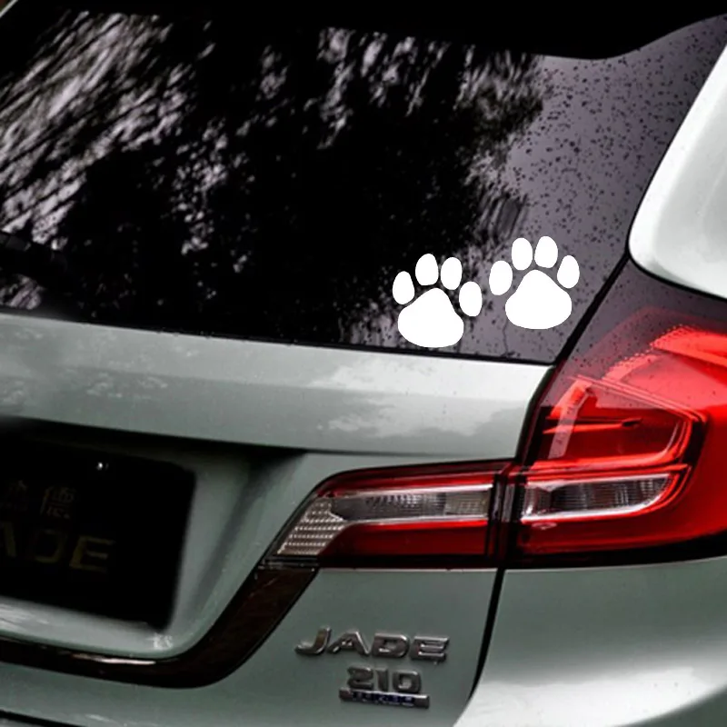 Cat and Dog Paw Print Car Decal 10.2 x 6.4 CM - Black/Silver Cartoon Car Sticker C6-1012 - YJZT Vehicle Decoration image 5