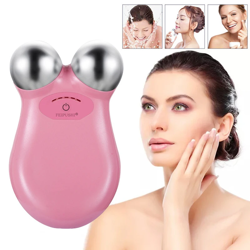 

Mini Microcurrent Face Lift Machine Skin Tightening Portable Spa V Shaped Lifting Face Electric Facial Roller Wrinkle Remover