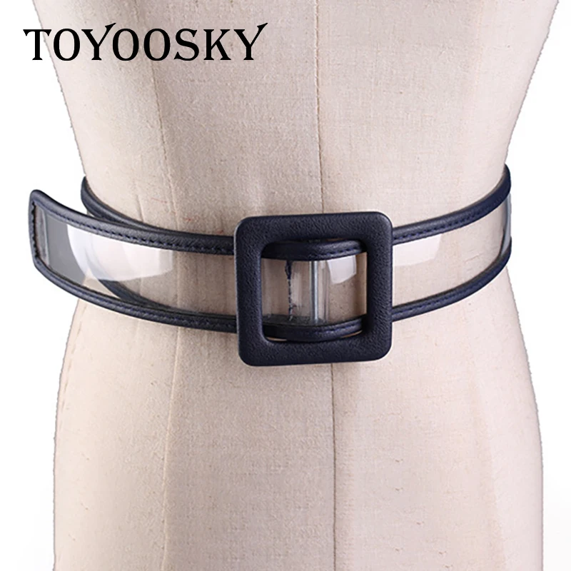 

2018 Fashion Women Thin Belt For Plastic Casual Women Transparent Belt of High Quality No Hole Square Buckle Belt TOYOOSKY