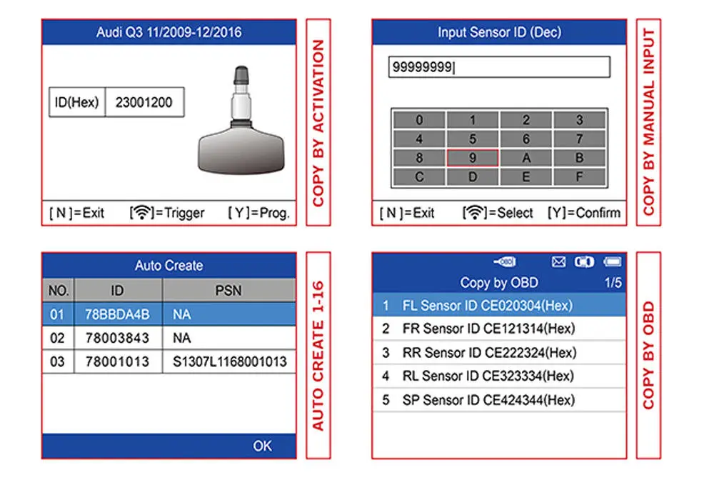 Autel TS508K OBD2 Премиум TPMS Сервис Инструмент активировать датчик давления в шинах программа с 315 МГц и 433 МГц Программируемый датчик s