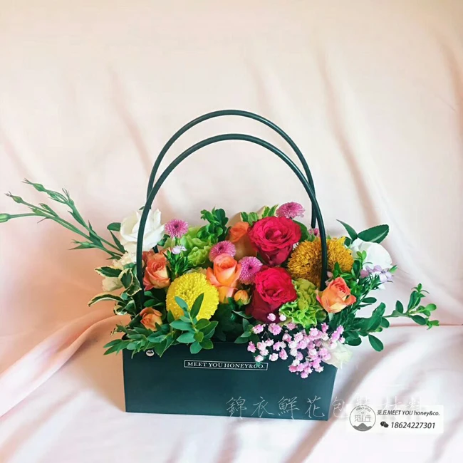 

1pc 22*12*10CM Porterhouse rectangular PVC waterproof bag gift box gift basket flower soap fake flower basket flower basket