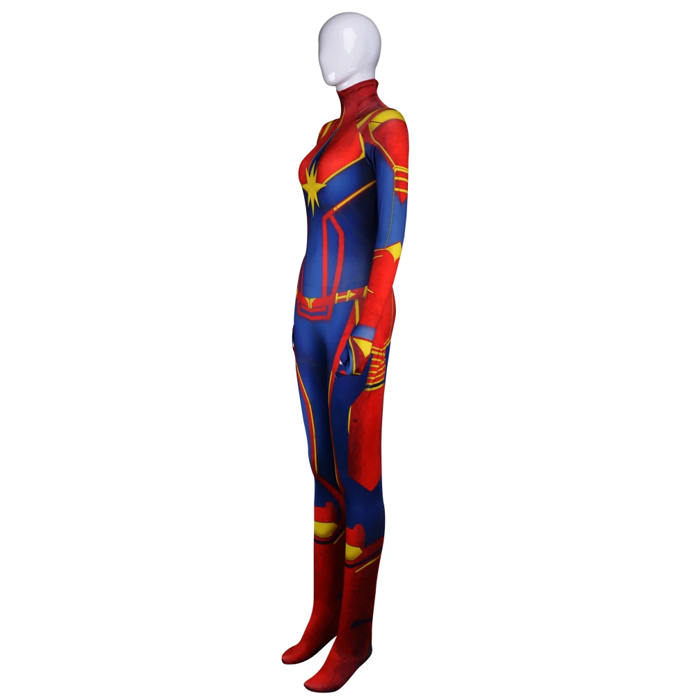 Avengers Endgame Captain Marvel Costume 3D Original Movie Woman Superhero Costume Zentai Suit Halloween Avengers Endgame Captain Marvel Costume 3D Original Movie Woman Superhero Costume Zentai Suit Halloween
