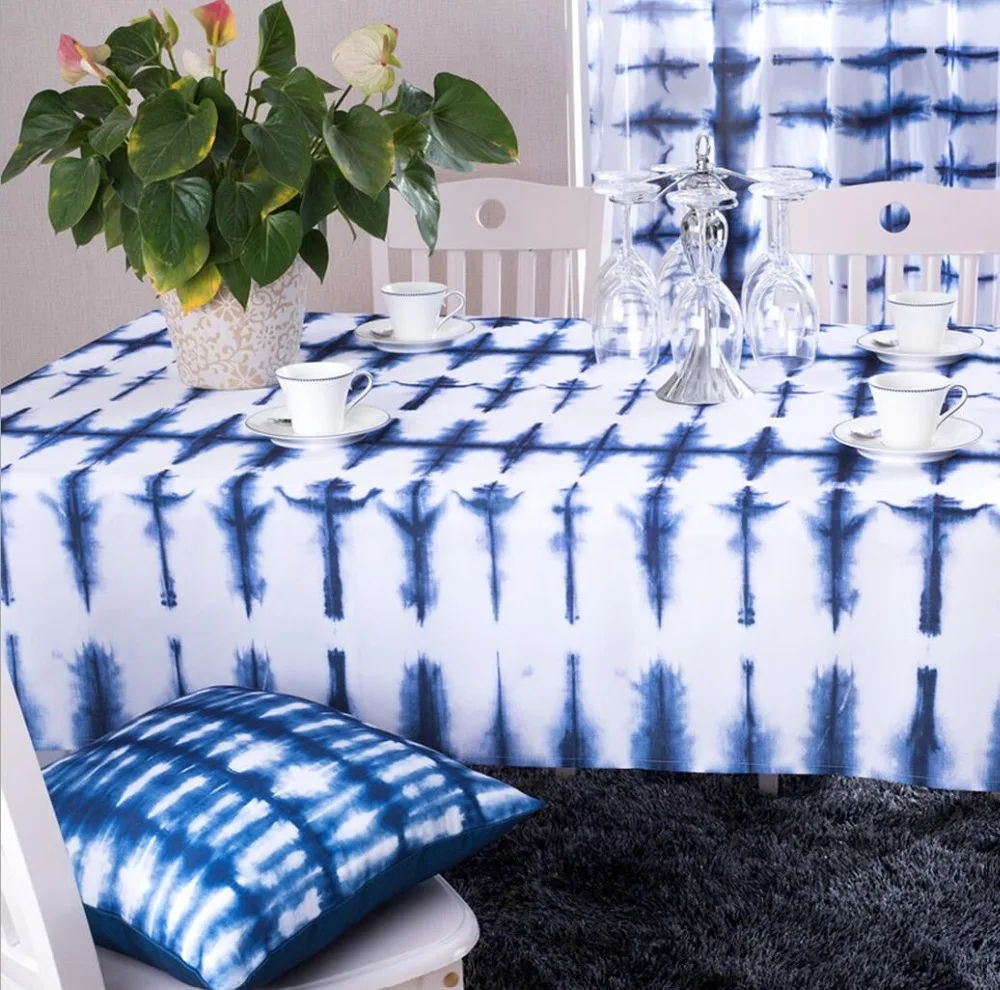 Buy SunnyRain Blue And White Tie dyed Table Cloth