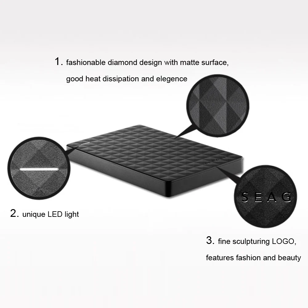 Seagate expansión USB 3,0 HDD 1TB 2TB 4TB HDD portátil 2,5