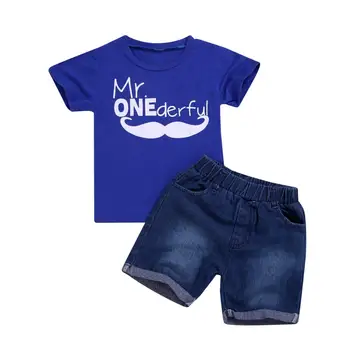 

Fashion Toddler Baby Kids Boys Clothes Sets Summer Tops T-shirt Denim Shorts 2Pcs Cotton Outfits Clothing Set Boy
