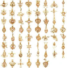 Более 50 стилей золотой жемчуг клетка медальон кулон Ювелирная фурнитура, клетка эфирное масло диффузор медальон для Устрицы жемчужная цепь