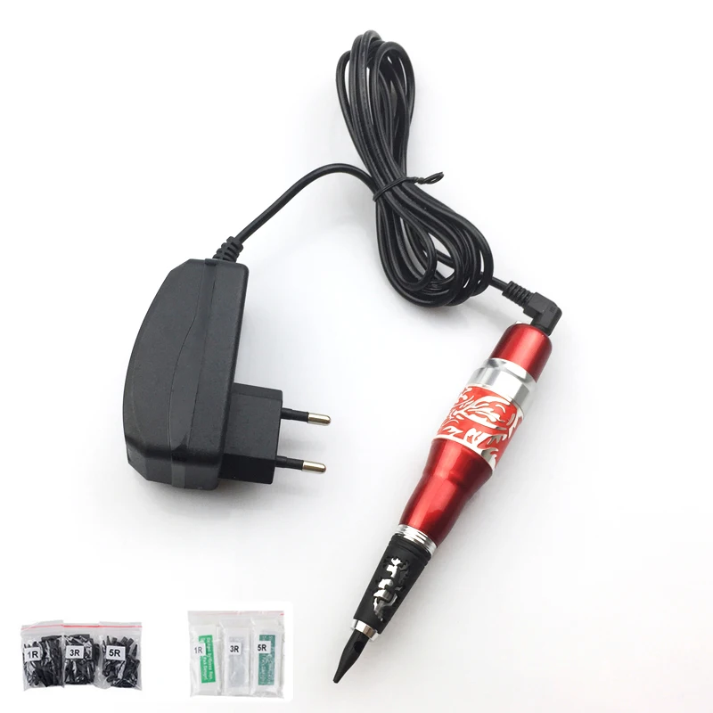 Permanent-Makeup-Machine-Pen-tattoo-Machines-Kits-30-Needles-Tips-Black-Eyebrow-Tattoo-Machines-Set-6