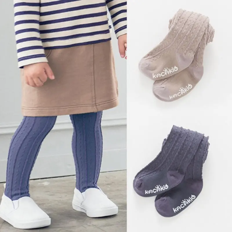 Newborn Thick Warm Infant Baby Girl Combed Cotton Tights Solid Color