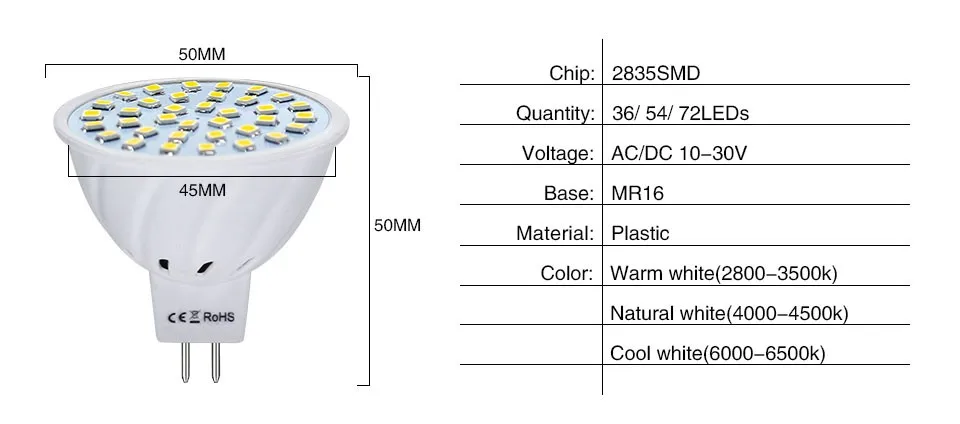 Mr16 Светодиодная лампа AC/DC 12 В 24 В mr 16 Светодиодный светильник gu5.3 4 Вт 6 Вт 8 Вт Светодиодный точечный светильник smd2835 энергосберегающая лампа для люстры лампада