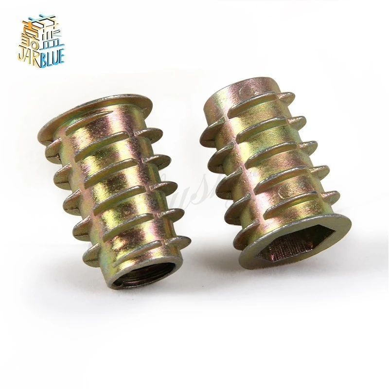 M4 M5 M6 M8 Zinc Alloy Thread For Wood Insert Nut Flanged Hex Drive Head