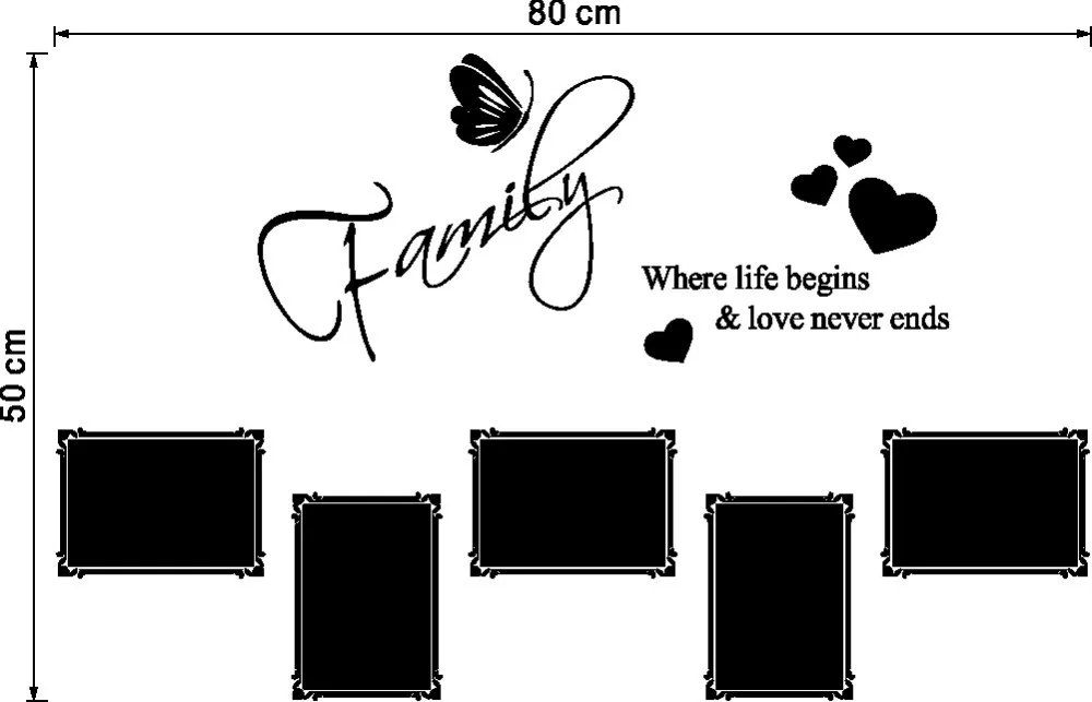 Семья бабочка сердце фото наклейки на стену в раме настенные наклейки гостиной спальни домашний декор комнаты наклейки, художественный постер