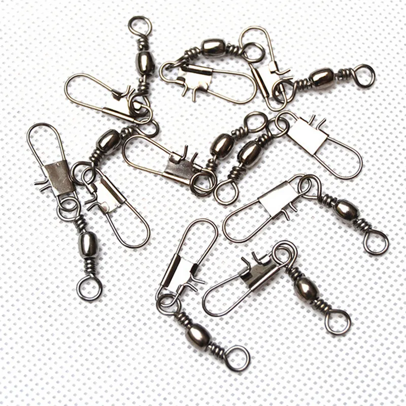 

cycle zone 50pcs Stainless Steel Swivels Interlock Snap fishing Lure Tackles Winter Fishing Gear Accessories Connector Copper