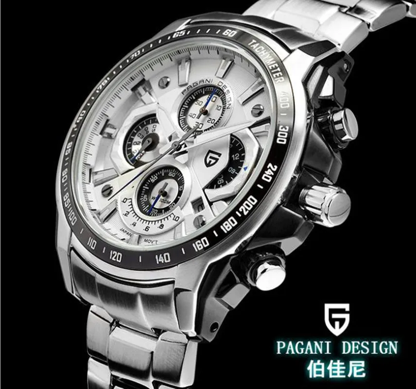Pagani Для мужчин из нержавеющей стали часы водонепроницаемые бизнес Reloj Hombre Relogio