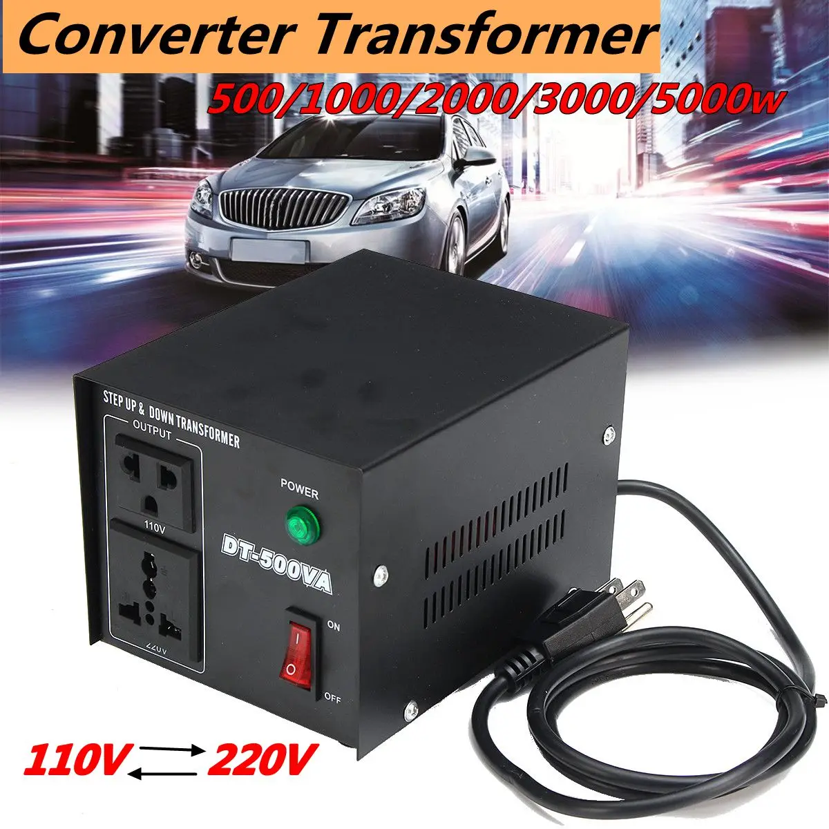 

500/1000/2000/3000/5000W Heavy Voltage Regulator Converter Power Transformer 220V auf 110V Converter