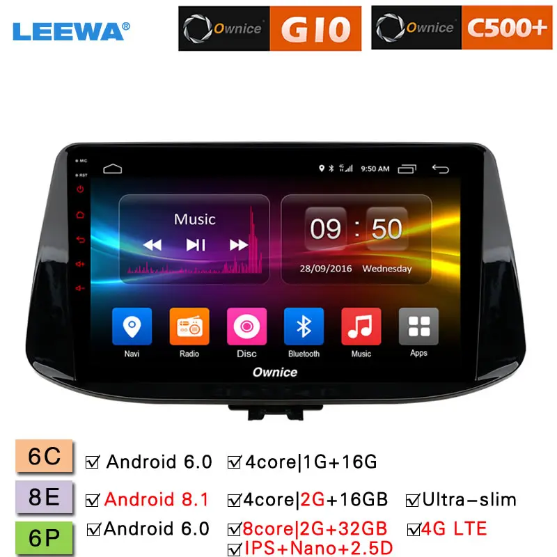 Best LEEWA 9" 2.5D Nano IPS Screen Android 8.1 Octa Core/DDR3 2G/32G/4G LTE Car Media Player For Hyundai I30 2017 2018 - 1din 0