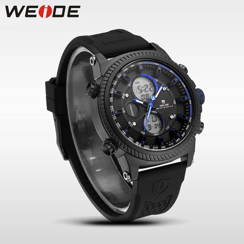 WEIDE Genuine luxury LCD sport Digital Male Watch Automatic watches silicon watch quartz Analog Waterproof Alarm Clock Men  Saat
