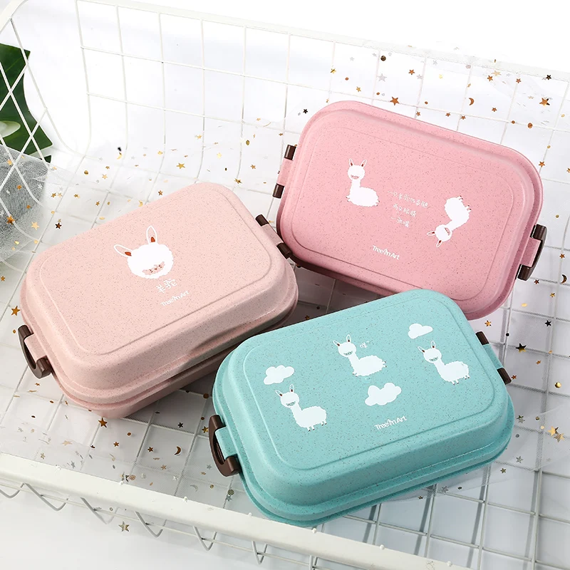 800ml Healthy Material Lunch Box Double Layer Wheat Straw Bento Boxes Microwave Dinnerware Food Storage Container Lunchbox | Дом и сад